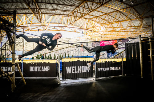 Obstacle training. Cat crawl techniek